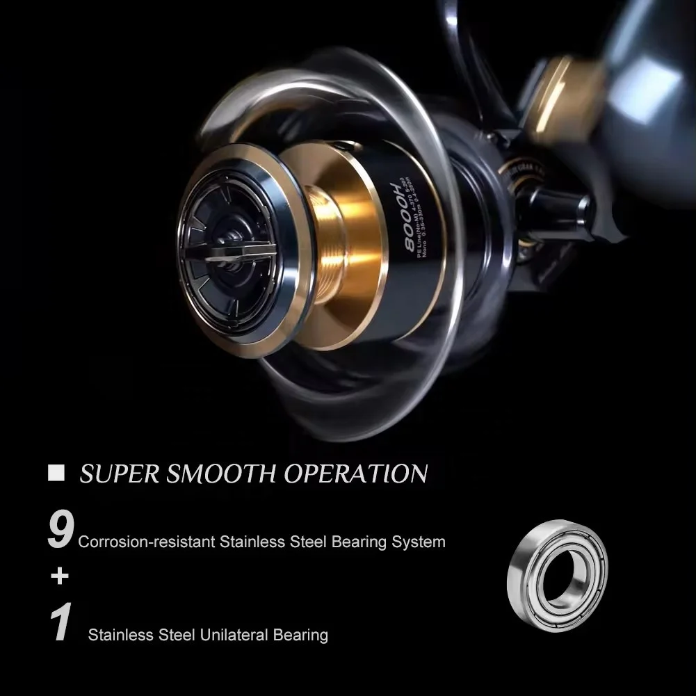 Wholesale nice quality 9+1bb 5.9:1 up to drag power 30kg spinner fishing reel 10000 series for fishing