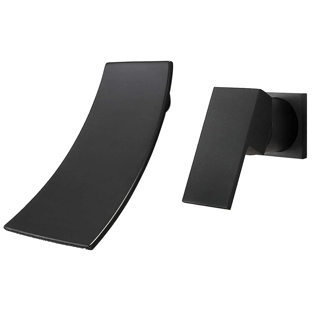 Unique Gold Brushed Faucet Series Wall Mounted 2 Hole Single Handle Waterfall Spout Hot Cold Water Basin Mixer Tap