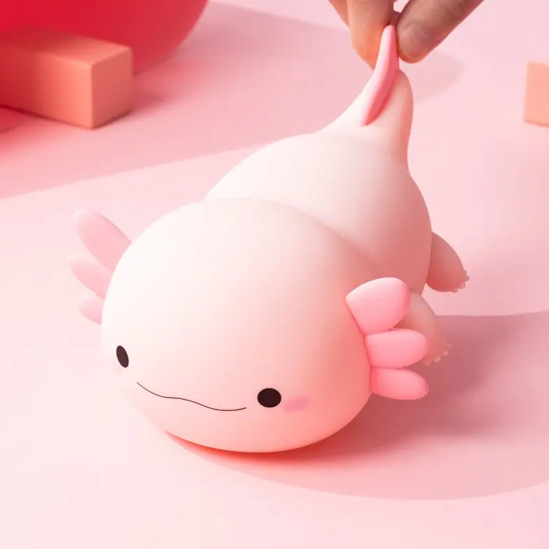 Cute Axolotl Night Light Silicone Nursery Sleeping Lamp Touch Control Nightlights USB Rechargeable Table Lamp for Baby Child
