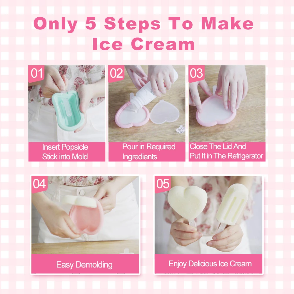 Free Sample DIY Ice Cream Tools Food Grade PP Handmade Silicone Pop Ice Cream Popsicle Mold Maker