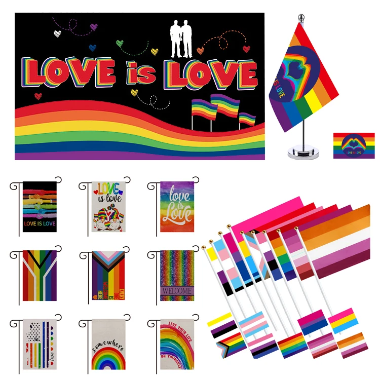 Sunshine Pride Flags mini progress pride flags Mini Handheld LGBTQ Gay Rainbow Flags for Parade Party