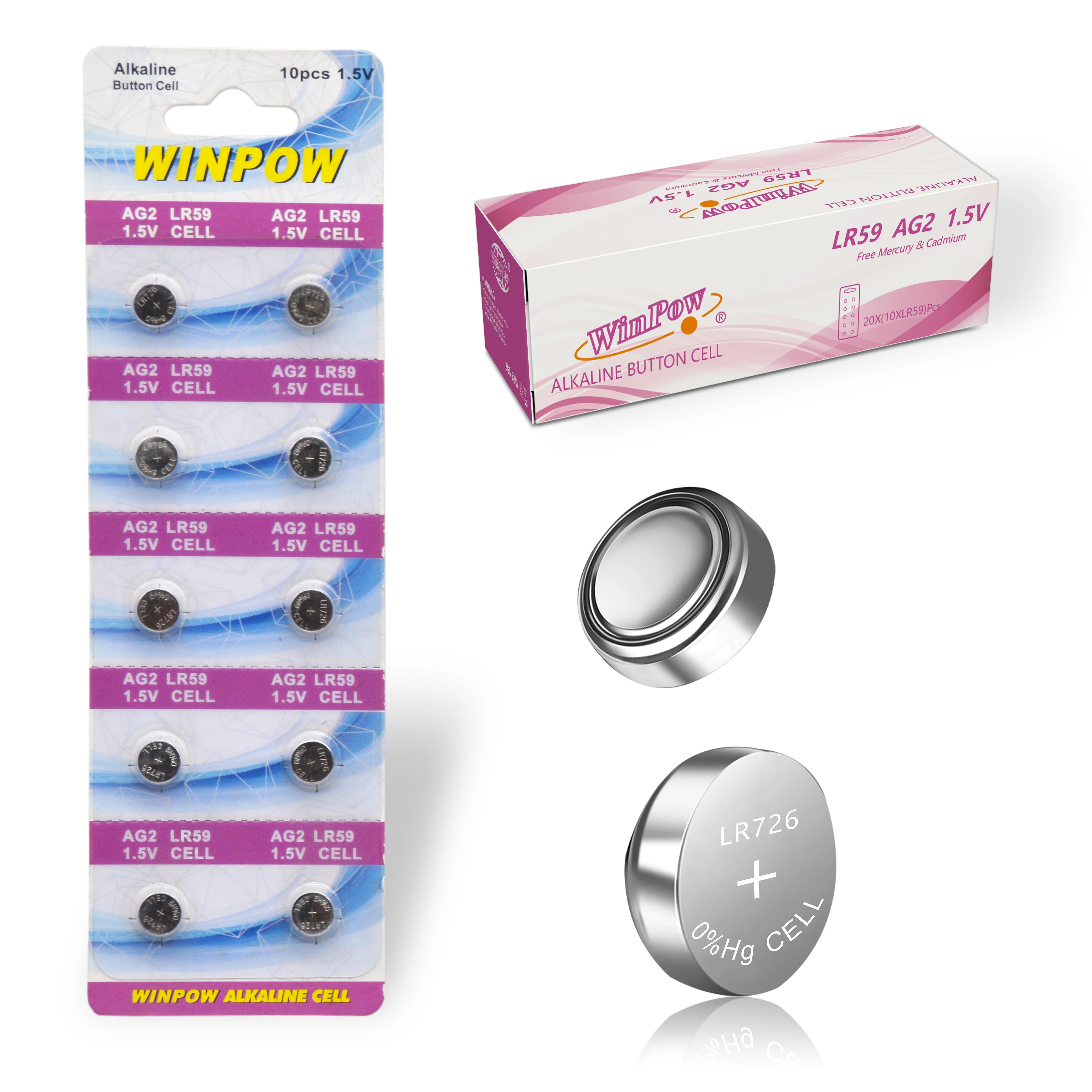 Watch battery LR 726  coin cell  1.5V Alkaline  Ag2