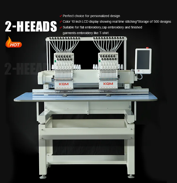 Flat 2 Heads Embroidery Machine Computer Embroidery Machine Commercial Home Embroidery Sewing Machine