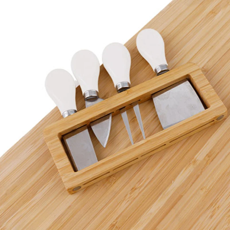 Household kitchen bamboo chopping board Restaurant cutting vegetables bamboo and wood rectangular fruit cutting board with knife