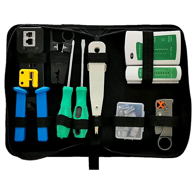 Rj45 Crimping Tool Kit for CAT5/CAT6, Professional Computer Maintenacnce Lan Cable Tester Network Repair Tool Set