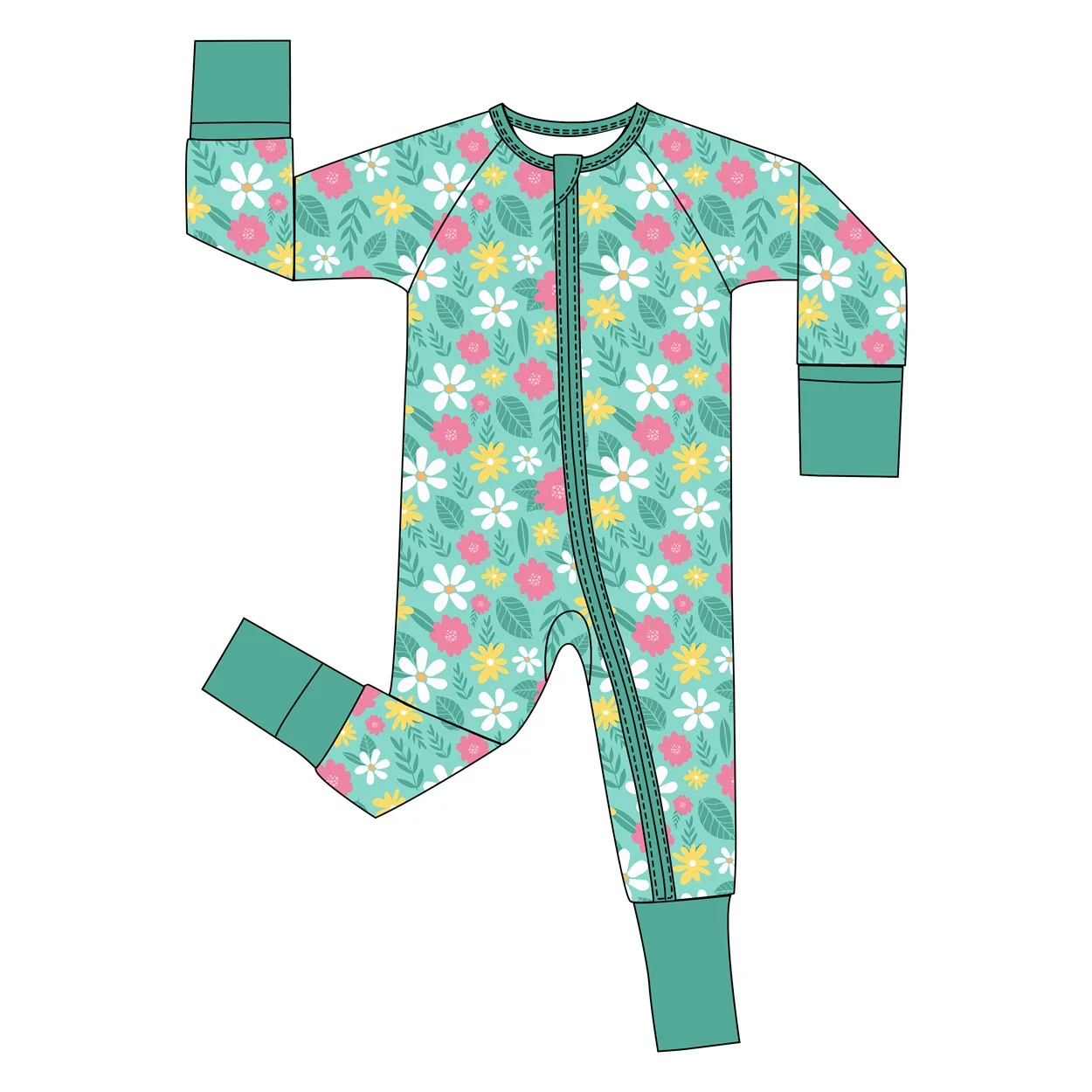 Long Sleeve Baby Fold Over Sleeper Winter Fall Bamboo Fabric Wear With Zipper Bamboo Viscose Newborn Boy Girl One Piece Pajamas