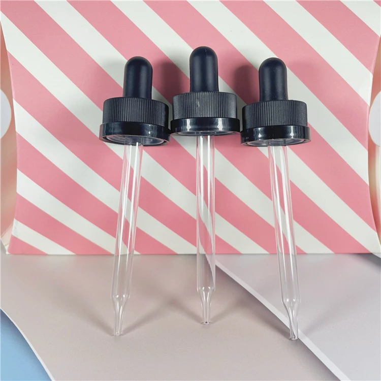 wholesale 18mm glass dropper cap with plastic lid for 15ml 30ml essential oil bottles