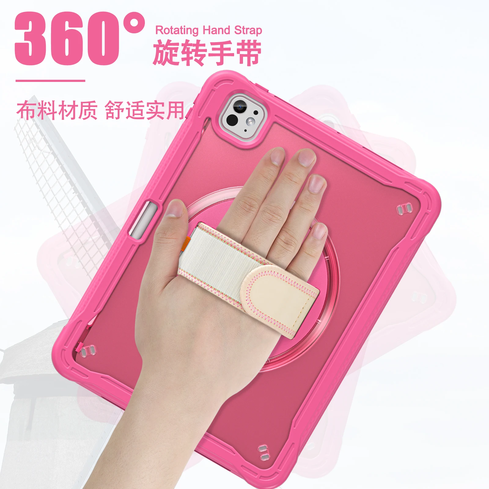 Shockproof Silicone Tablet Case For ipad Air 13 M2 2024 Universal 360 Rotating Hand with Kickstand Shoulder Strap