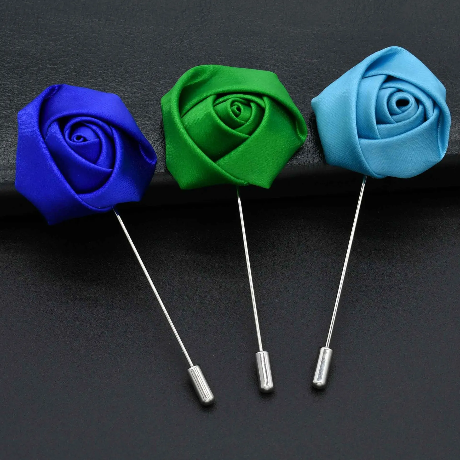 China Manufacturer Beautiful Handmade Artifical Fabric Rose Flower Lapel Pin Flower Brooches For Decoration Cheap Brooches
