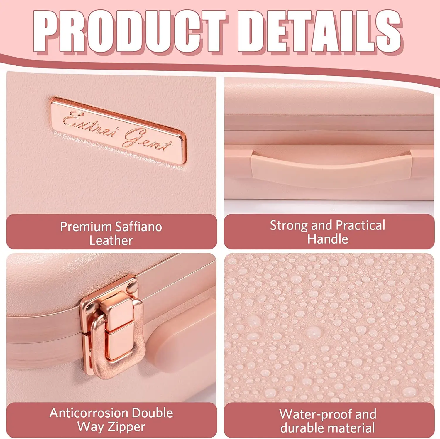 Makeup Travel Lighted Case with Large LED Light Mirror Coetic Bag Organizer Professional Adjustable Divider Storage