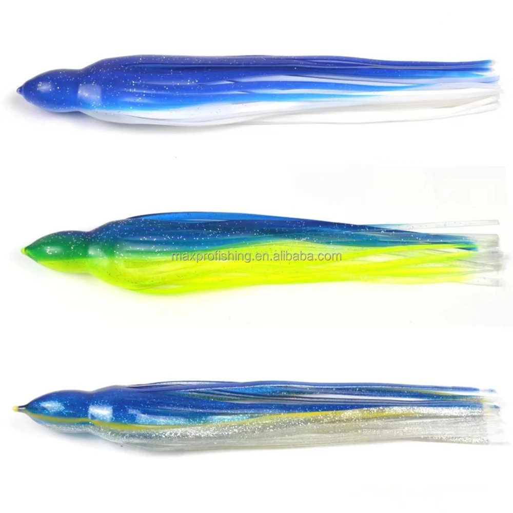 Premium UV Protected Big Game Trolling Fishing Squid Skirts Without Eyes