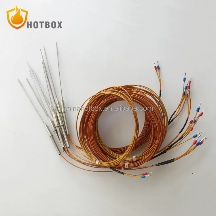 K N J E T type thermocouple with kapton insulated cable and terminal PT100 RTD temperature sensor