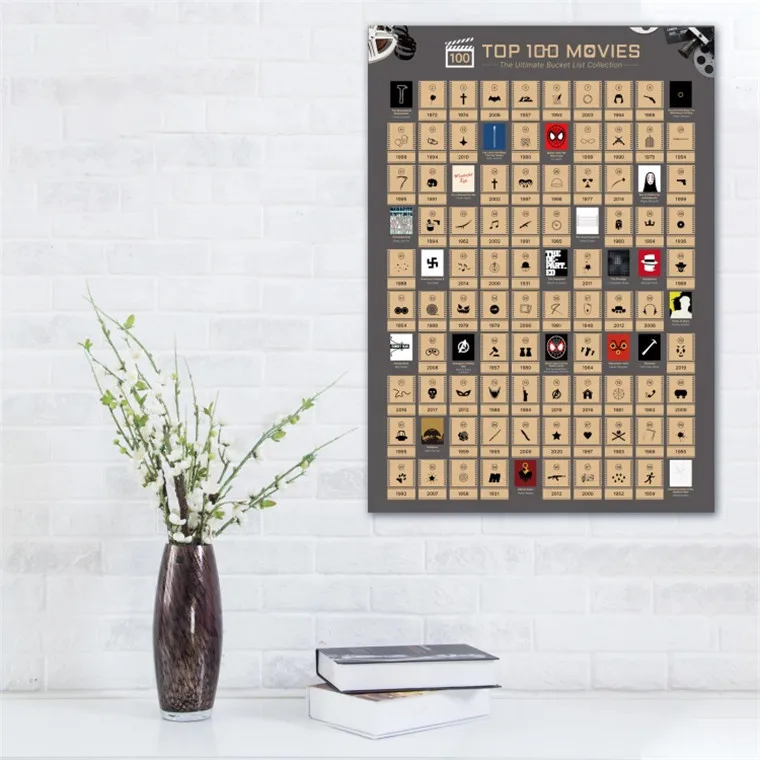 Top Gift Republic 100 Movies Bucket List Poster Greatest Essential Movies for Movies Lover