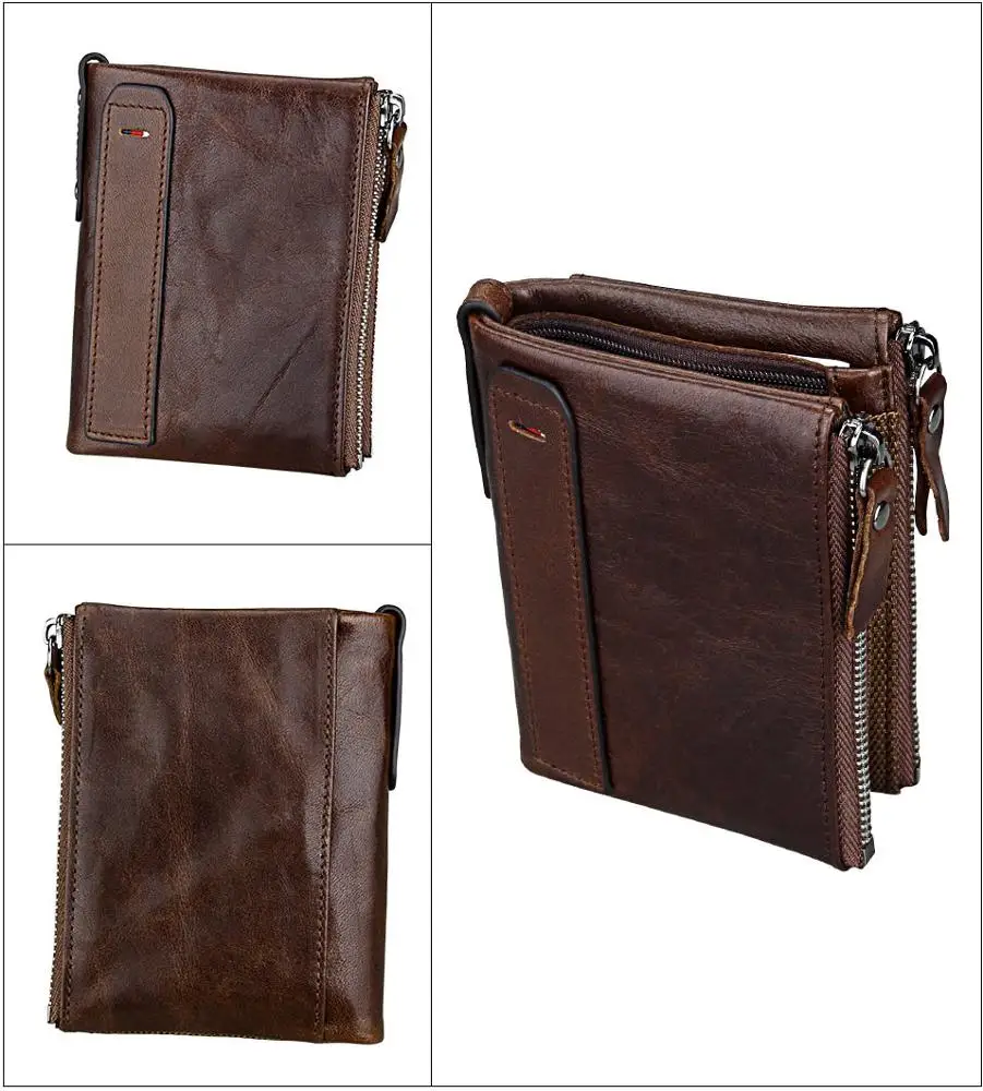 Wholesale Custom Luxury Short Style RFID Card Holder Genuine Leather Wallet for Men