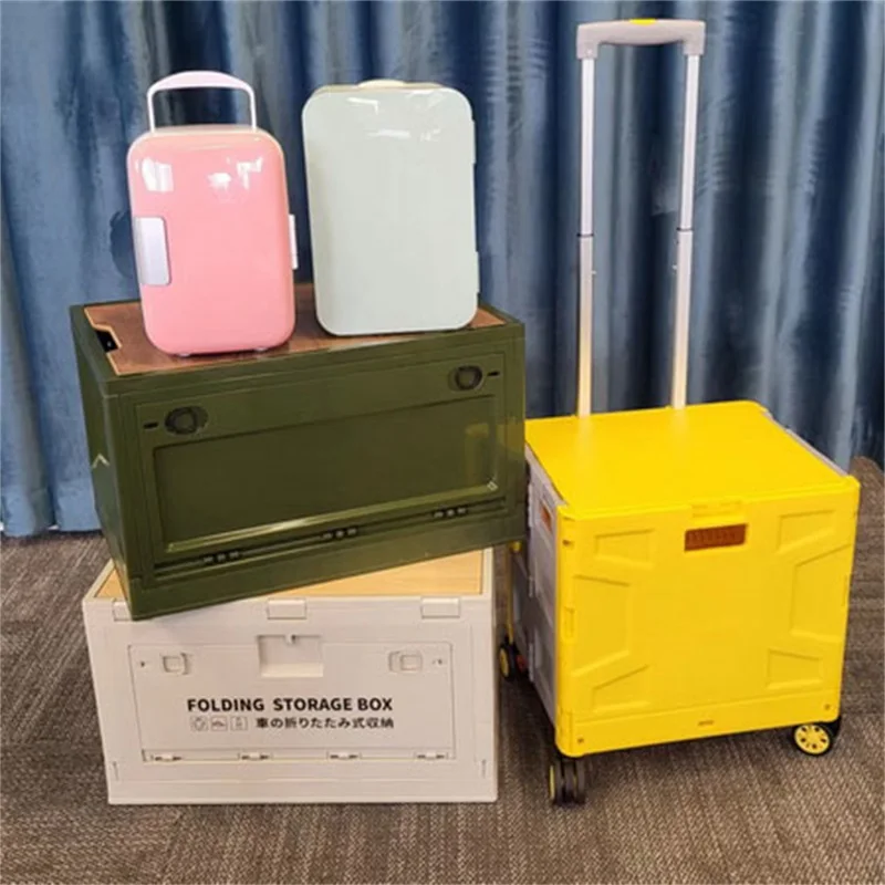 Amazon Crate Grocery Plastic Shopping Luggage Trolley Folding Mini Boot Shopping Trolley Cart Bags Wheels
