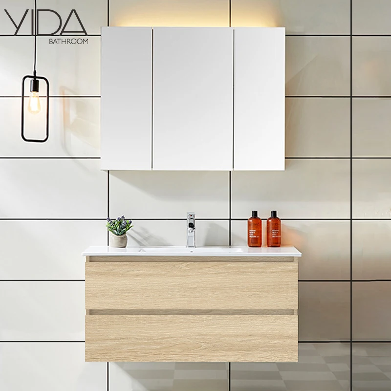 Best Price Plywood Vanities Modern Bathroom Cabinet Wood with LED Mirror