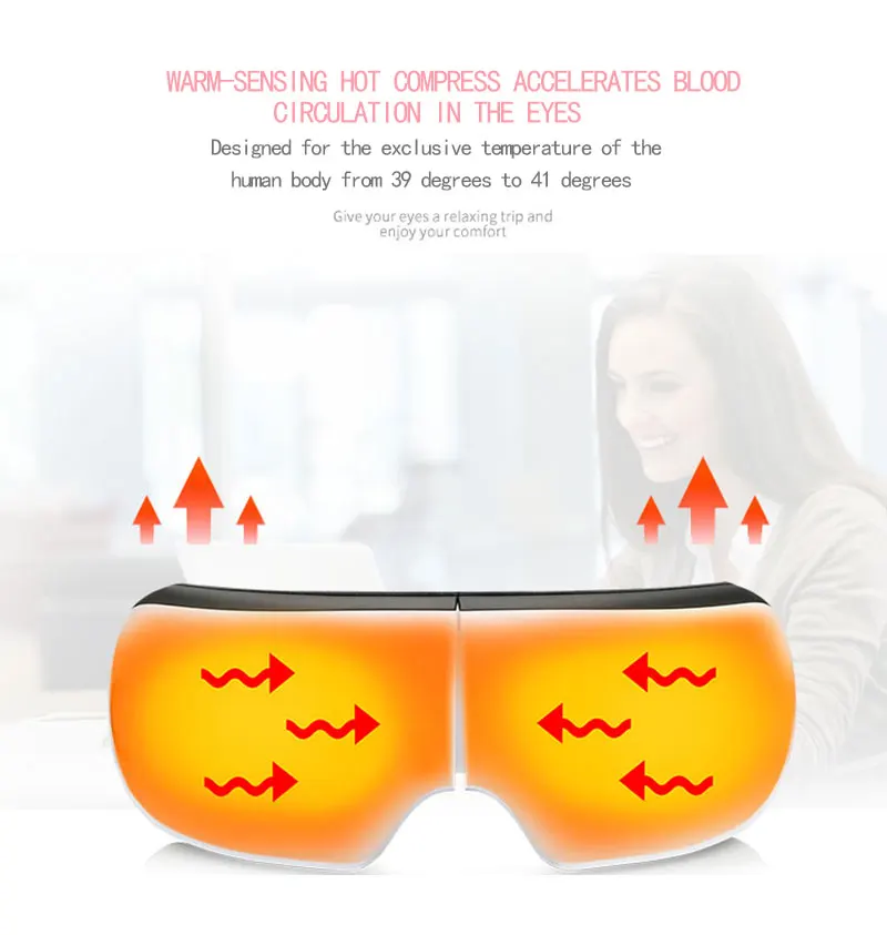 Eye Massager with Heat Vibration and Air Pressure Massage Wireless Bluetooth Music Rechargeable Eye Therapy Massage for Relief