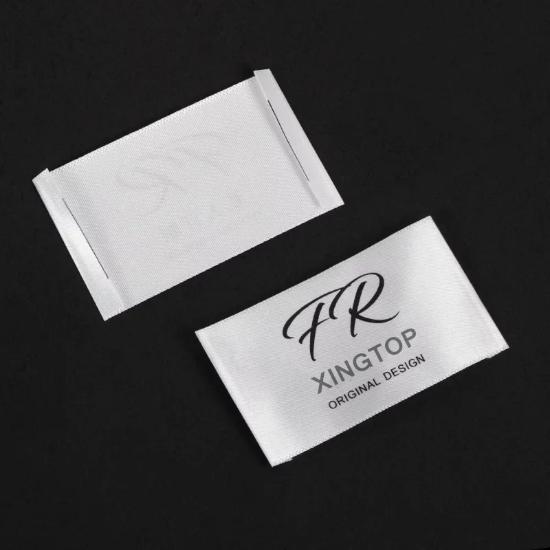 
Custom printed Beige cotton Woven Label For Clothing Care Labels Cartoon Shoes Bags Washable Garment Tags 