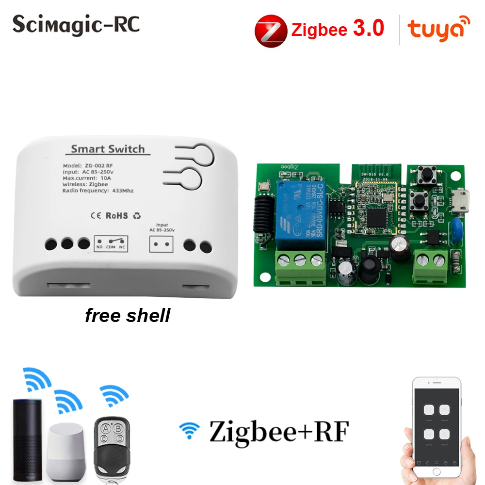 Zigbee RF Remote Control Tuya Smart Relay Module Switch Controller 433Mhz Switch