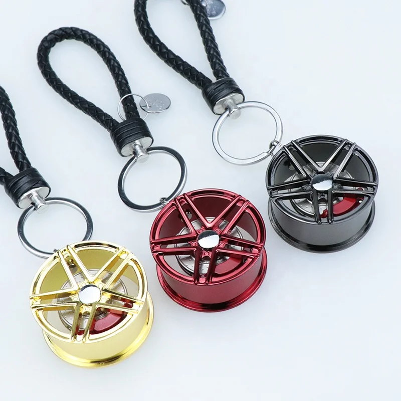 
45mmHigh quality car wheel keychain rearview mirror hanging 6 color modified wheel car keychain modified car accessories 