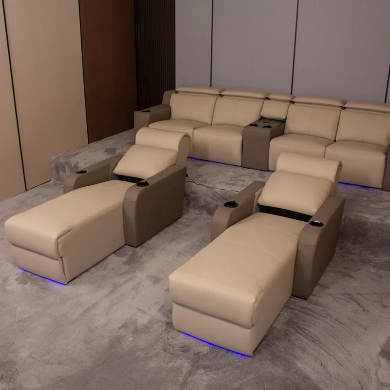 VIP home cinema sofa leather theater seats new model daybed electric recliner chair movie room seating modern private furniture