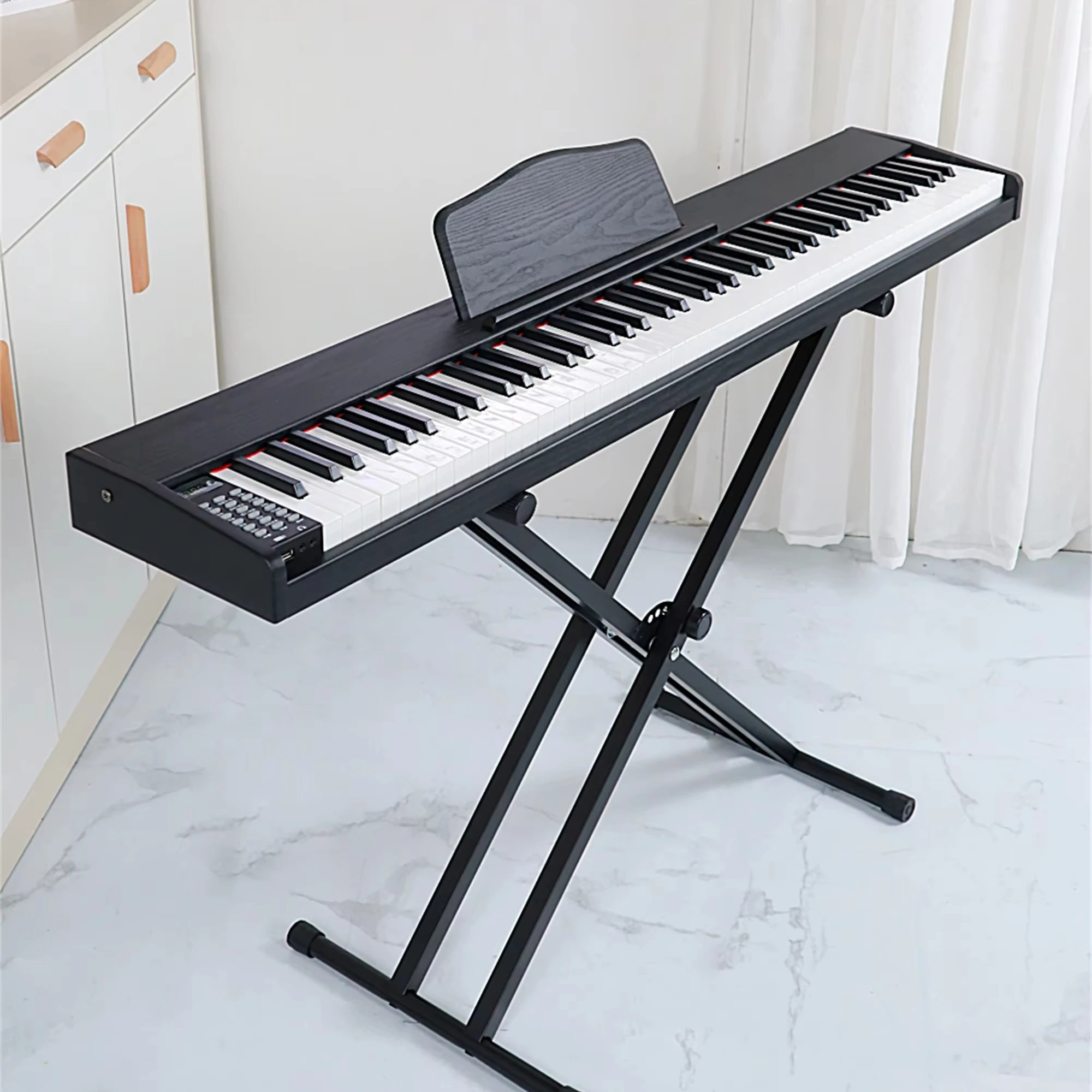 High quality wooden 88-keys digital piano keyboard instruments with MIDI and velocity USB MP3 adults synthesizer from China