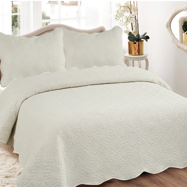 BORYARD Queen Bedspread Set Embroidery Microfiber Bedding Set Quilts Coverlet for Bedroom