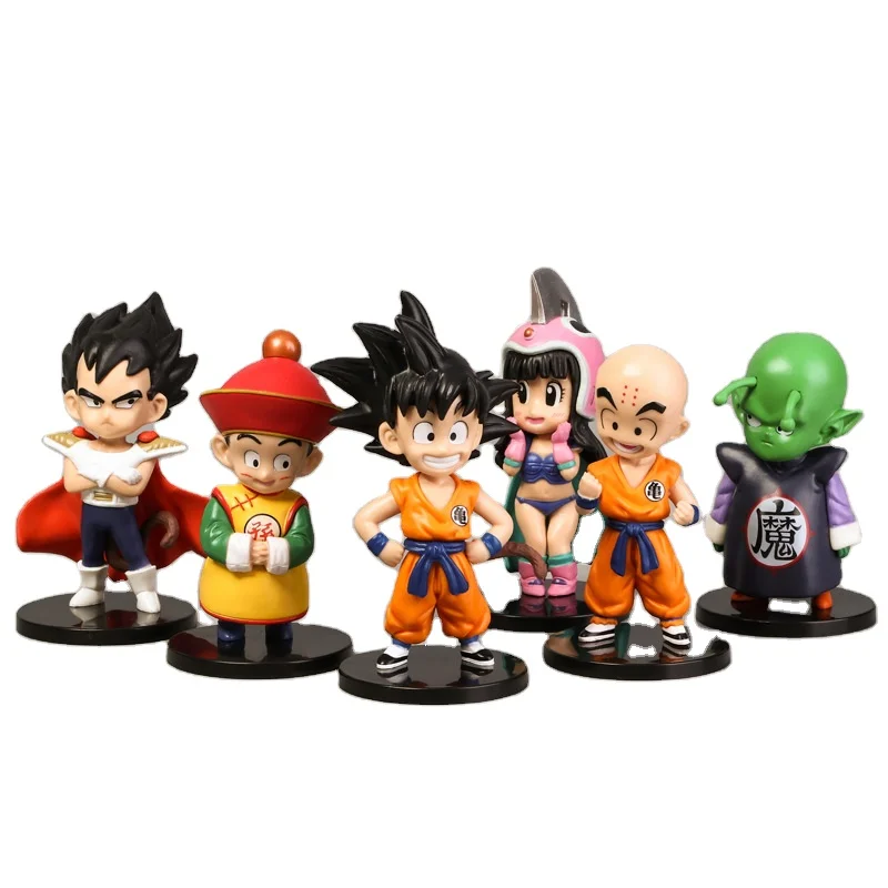 6 pcs dragon Ball cartoon hand toy Sun Wukong doll Vegeta model decoration pieces 3D