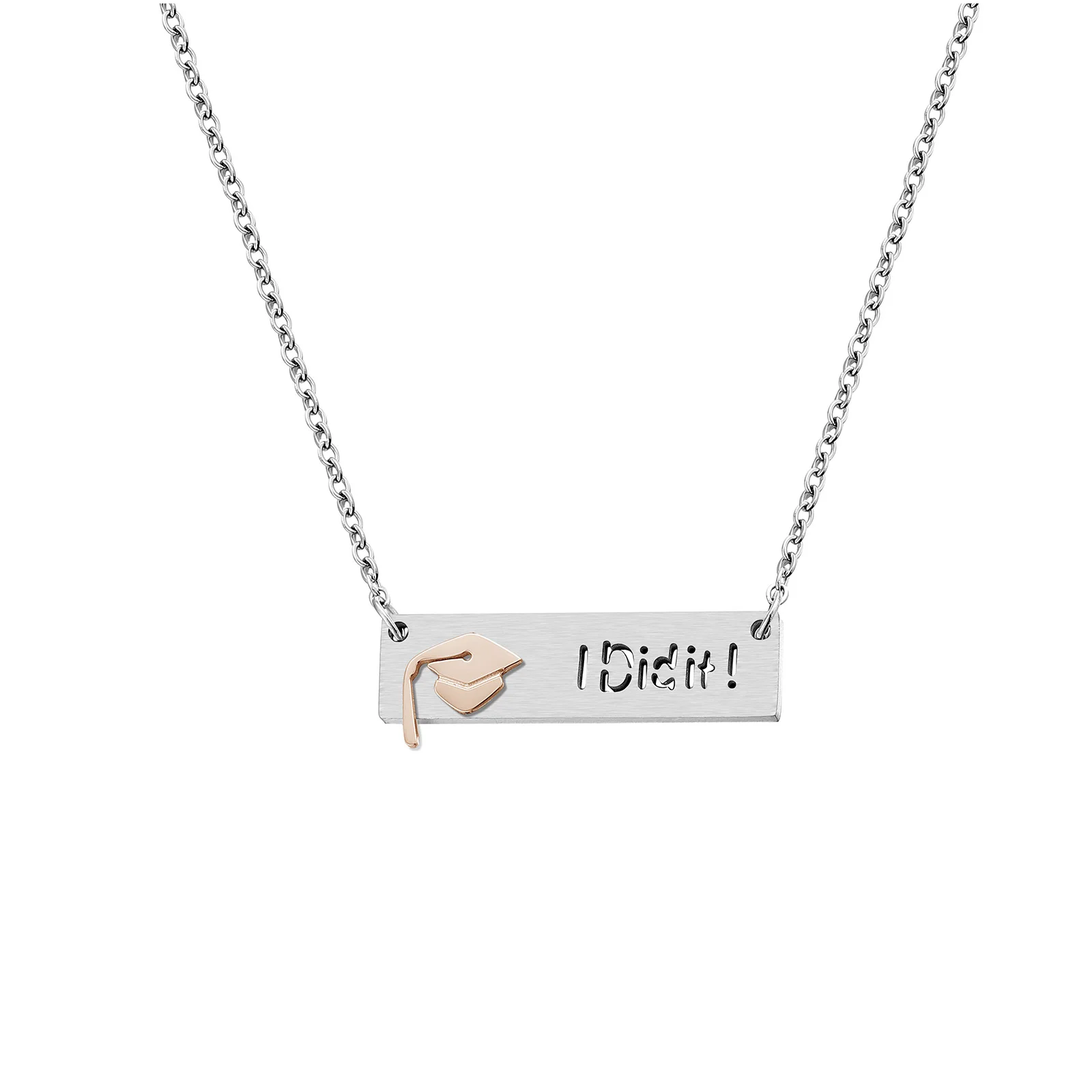 
English word i did it necklace Stainless Steel - Personalized Made Nameplate Charm Chain 