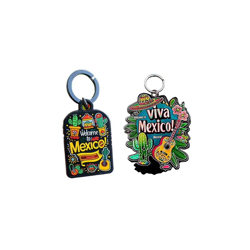 New Style Customize VIVA Mexico Shapes Patterns Keyring With Promotional Gift Souvenir Metal Keychain Key Chain