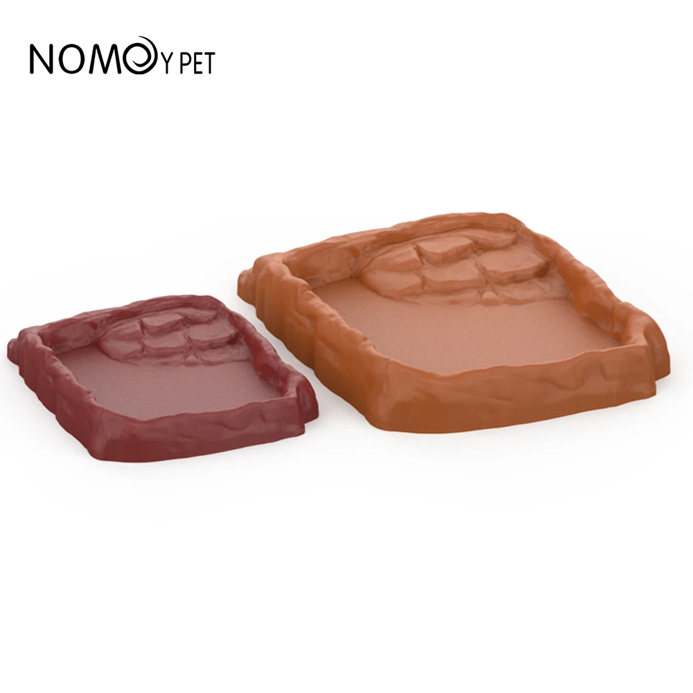 Three Sizes Available Imitation Rock Ladder Plastic Reptile Food Water Feeding Bowl for Reptiles Geckos Lizards Snake