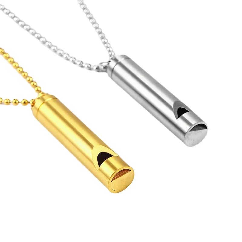2022 Newest Top Quality Relief Breathe Calming Necklace Whistle Stainless Steel Meditation Breathing Anti Anxiety Necklace