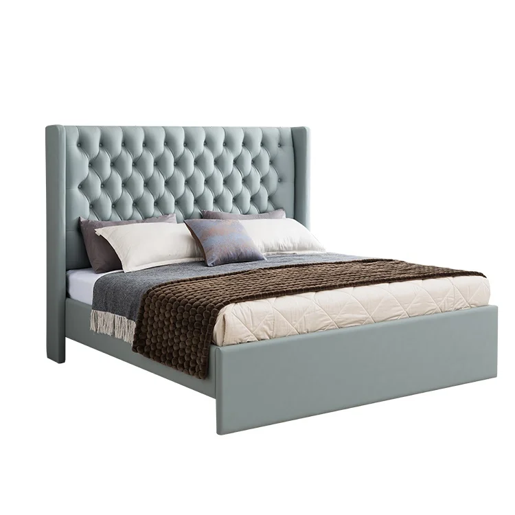 Welliton OEM ODM Italy Modern Bedroom Set Furniture Luxury King Queen Double Size Solid Wood Bed