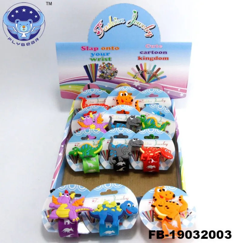 Flybear Cute Silicone Dinosaur Slap Bracelet Kids Snap On Bracelet dinosaur Beautiful Printed On Silicone Snap Wristband