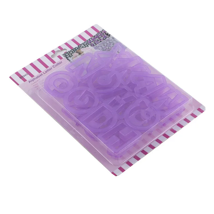 OEM DIY 3D Holiday Word Shape Handpress Plastic Expression Cake Tools Fondant Cake Molds Cookie Cutter With Card