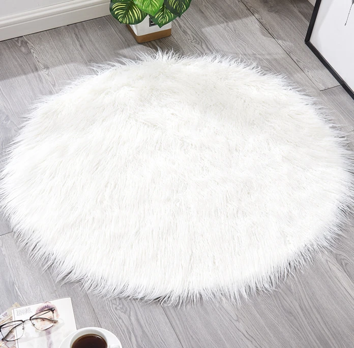 Long Hair White Fluffy Curly Faux Fur Throw Rug Luxury Soft Cozy Decorative Fuzzy Blanket Sofa Bedroom