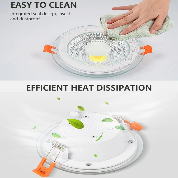 Indoor Hotel Home Office Lighting Recessed Mounted 5w 7w 10w 15w 25w 3 Color In One Down Light COB Ceiling Glass Led Downlight