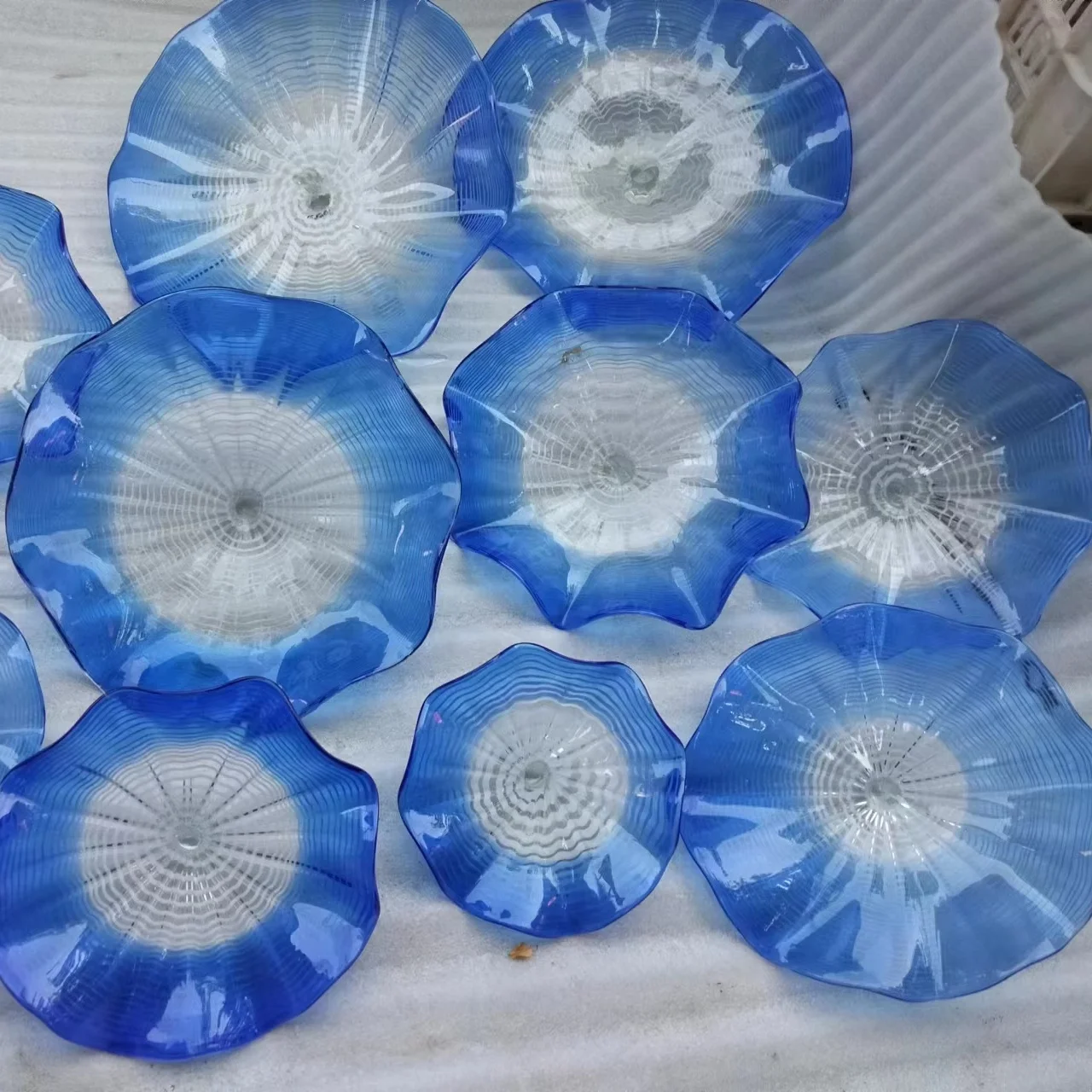 Wholesale Framed Wall Art Plates Modern Luxury Flower Decoration Handmade Murano Glass Wall Art