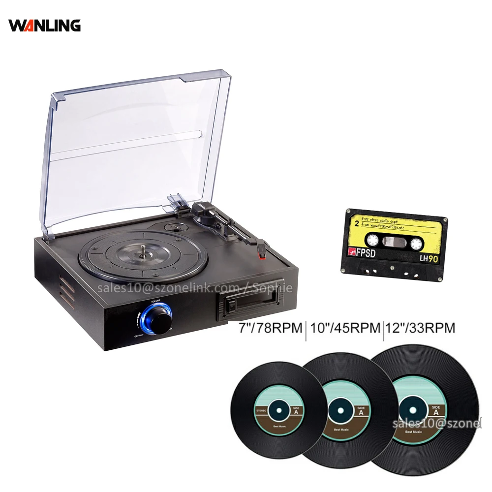 Cassette  play bluetooth function record player Audio Portable Turntable Record Player with cassette