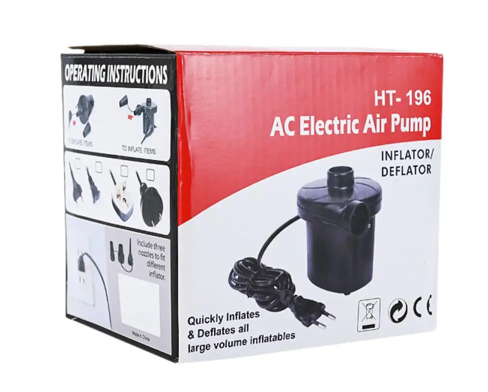 Portable Electric Air Pump for Inflatables, Camping Air Mattress Pump wit 3 Nozzles for Airbed Inflatable Pool