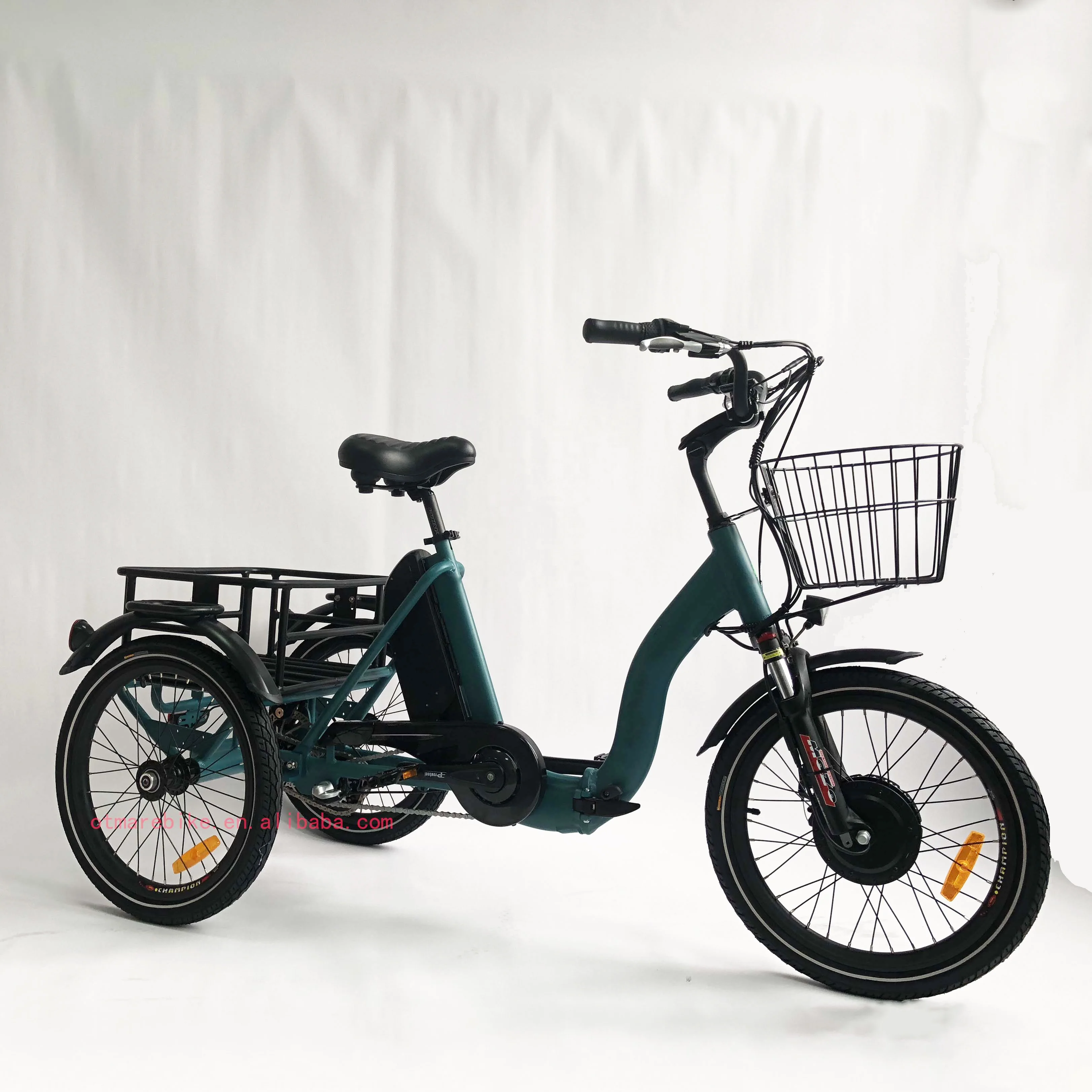 20 inch city electric bike 3 wheel front drive mini tricycle electric bike cargo rear basket urban electric bicycle
