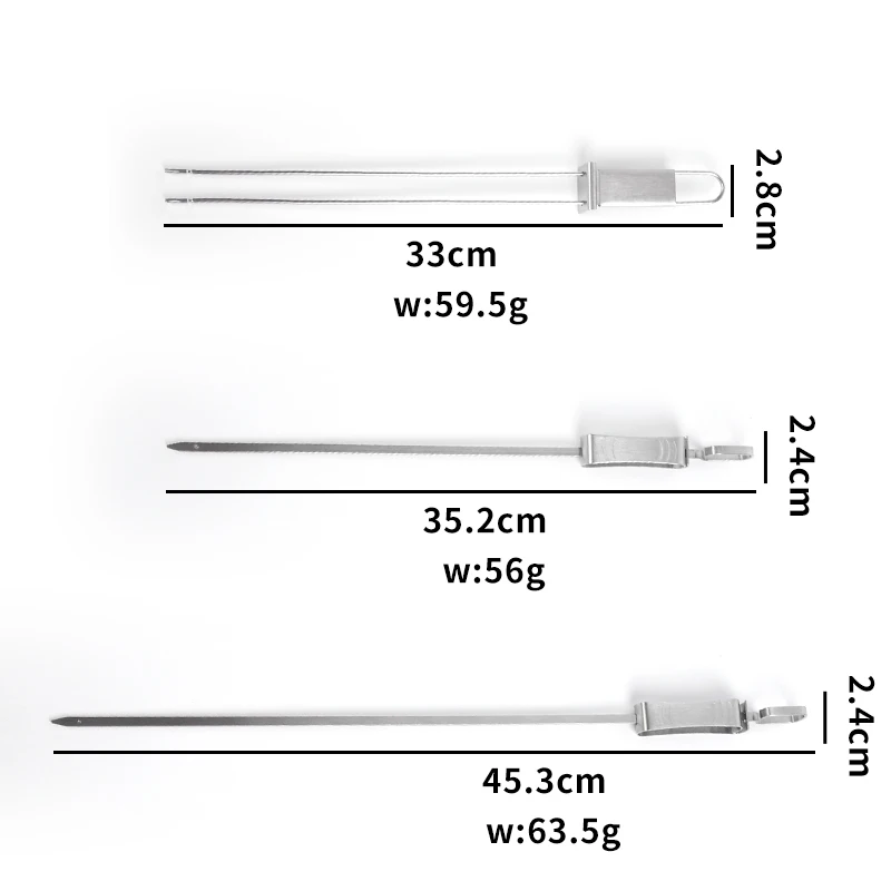 Amazon Hot Sale BBQ Skewers Stainless Steel Barbecue Forks with Push Bar Meat Flat Metal Long Kabob Skewers for Grilling