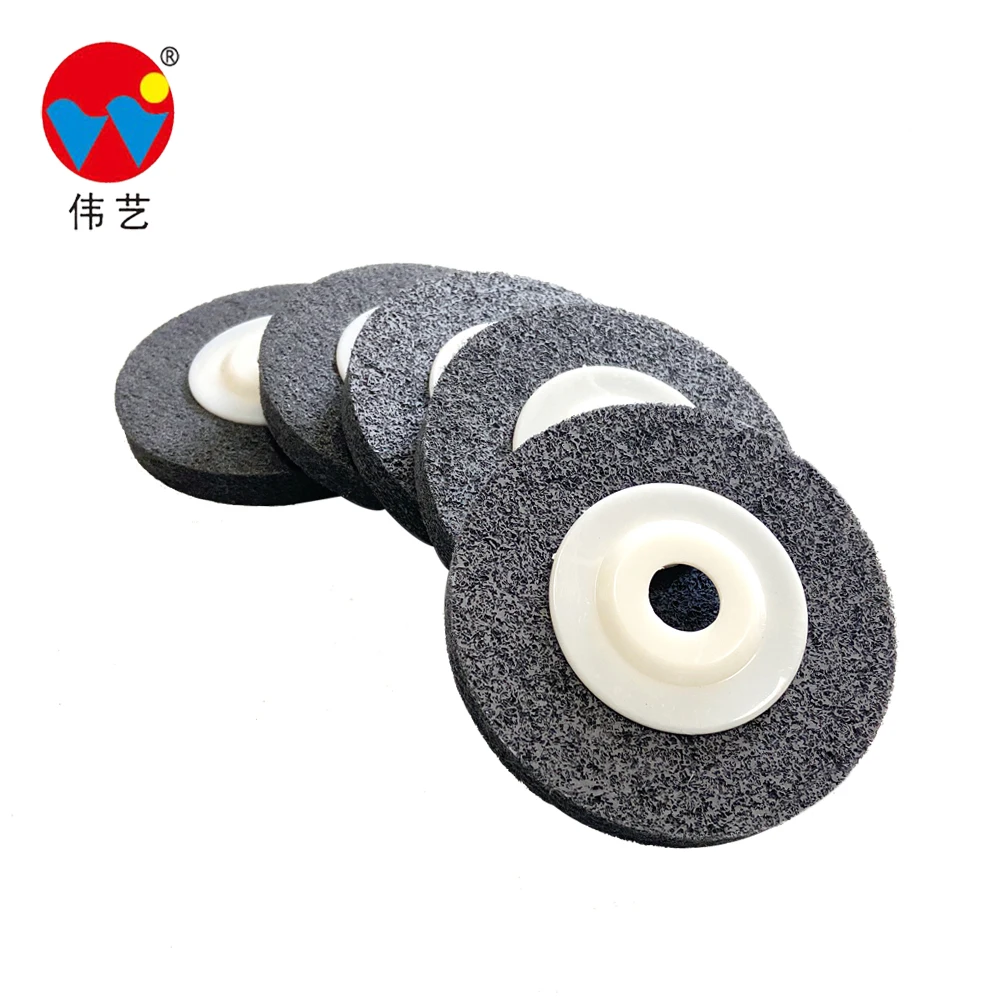 WEIYI Non Woven Abrasive disc Grinding Polishing Wheel For Stainless Steel,Furniture,Ceramics and Marble 4 Inch Black 7P