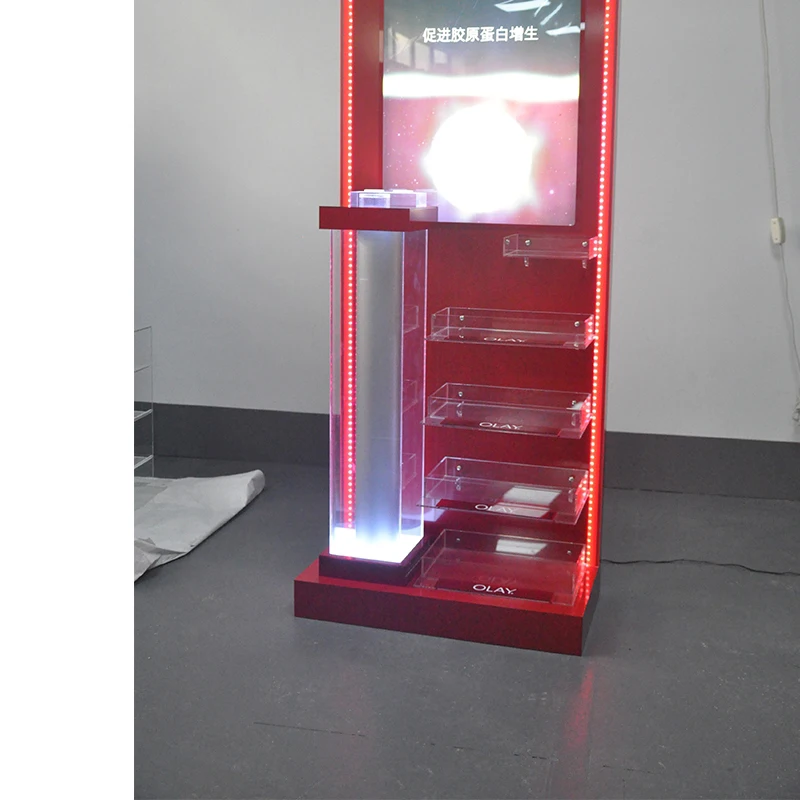Custom Skin Care Product Retail Display Stand Acrylic Floor Standing Cosmetic Display Racks for Wholesale