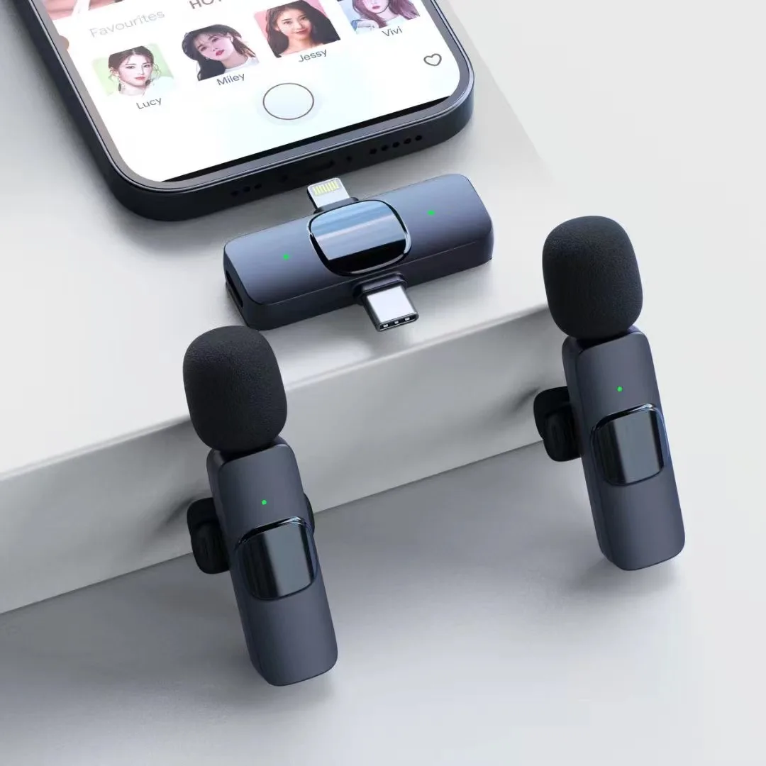 Mini Mic Noise Reduction K1 2 In 1 Wireless Lavalier Recording Lapel Microphone Podcast Microphone For Liverstreaming Vlog
