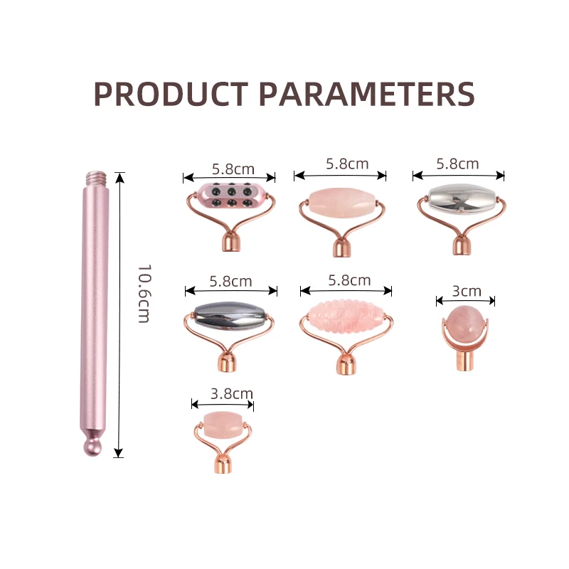 Yingshang 3 in 1 DIY derma beauty germanium face roller jade facial roller 3 in 1 Head Changing roller Set