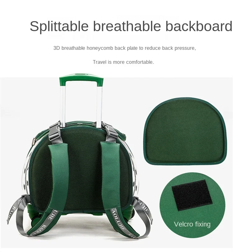 Fashion outdoor large capacity transport Breathable Double-Shoulder Pet Trolley Case dual-use Dog bag