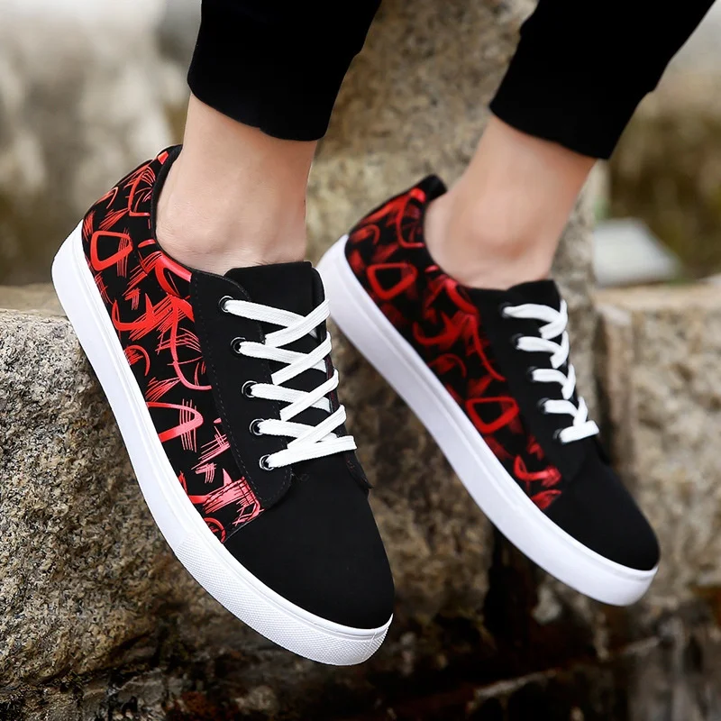 Wholesale fashion men casual shoes sneakers cheap printed shoes men