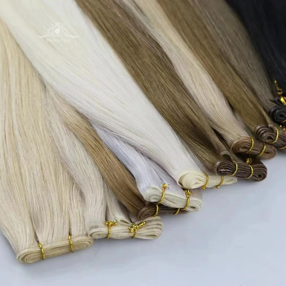 Blonde Hair Russian Genius Weft Thin Invisible Double Drawn Virgin Remy Natural Light Color Human Hair Extensions Genius Weft