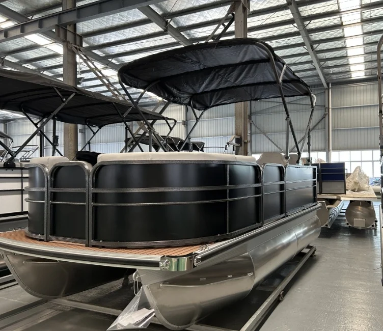25FT 7.5M CE Certified Luxury Floating Platform Aluminum Pontoon Boat for sale